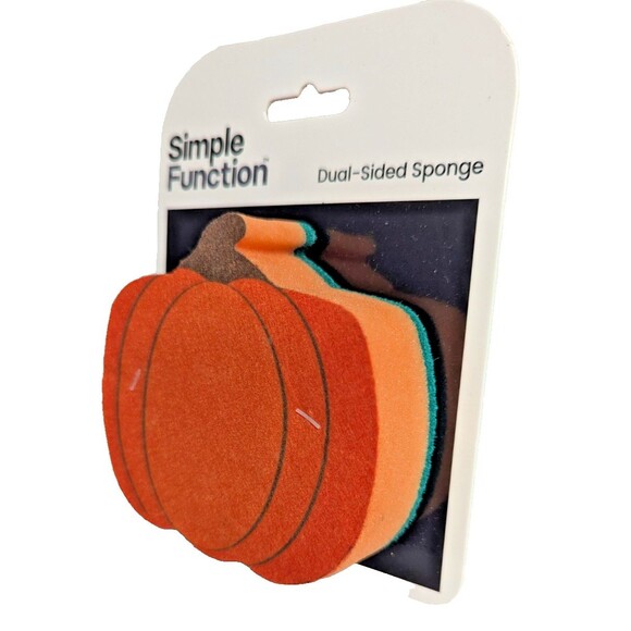 Orange Pumpkin Dual-Sided Sponge Scrubber Non-Scratch 4 x 3.5 x 1-inch Kitchen - Picture 2 of 3